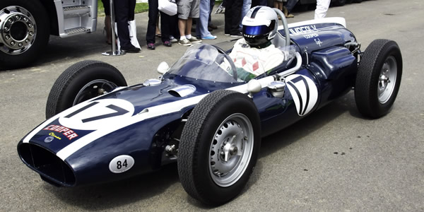 The restored Cooper T54 at the Goodwood Festival of Speed in July 2011. Licenced by Andrew Basterfield under Creative Commons licence Attribution-ShareAlike 2.0 Generic (CC BY-SA 2.0). Original image has been cropped. The restored Cooper T54 at the Goodwood Festival of Speed in July 2011. Licenced by Andrew Basterfield under Creative Commons licence Attribution-ShareAlike 2.0 Generic (CC BY-SA 2.0). Original image has been cropped.