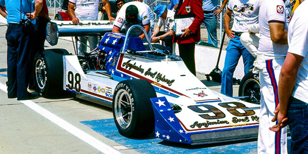 The JC Agajanian/Evel Knievel Dragon at the Indy 500 in 1977. Copyright Richard Deming 2016. Used with permission. The JC Agajanian/Evel Knievel Dragon at the Indy 500 in 1977. Copyright Richard Deming 2016. Used with permission.