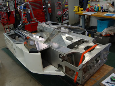 Jeff Urwin's Eagle undergoing restoration at Greg Eliff's GE Autosport shop in November 2014. Copyright Jacques Dresang 2016. Used with permission. Jeff Urwin's Eagle undergoing restoration at Greg Eliff's GE Autosport shop in November 2014. Copyright Jacques Dresang 2016. Used with permission.