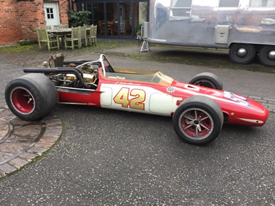 John Hughes' newly acquired ex-Bobby Brown Eagle, showing the 1973 Skeeter McKitterick livery after the deformable structures were removed. Copyright Simon Hadfield 2016. Used with permission. John Hughes' newly acquired ex-Bobby Brown Eagle, showing the 1973 Skeeter McKitterick livery after the deformable structures were removed. Copyright Simon Hadfield 2016. Used with permission.