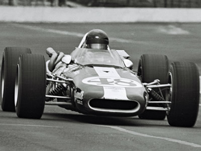 The flatter profile of the 1968 Eagle is evident in this picture of Dan Gurney's car during practice at that year's Indy 500. Part of the Dave Friedman collection. Licenced by The Henry Ford under Creative Commons licence Attribution-NonCommercial-NoDerivs 2.0 Generic. Original image has been cropped. The flatter profile of the 1968 Eagle is evident in this picture of Dan Gurney's car during practice at that year's Indy 500. Part of the Dave Friedman collection. Licenced by The Henry Ford under Creative Commons licence Attribution-NonCommercial-NoDerivs 2.0 Generic. Original image has been cropped.