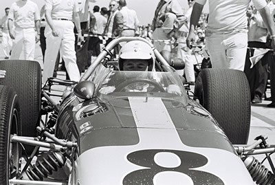 Roger McCluskey in Lindsey Hopkins's new G. C. Murphy Eagle at the 1968 Indy 500. Part of the Dave Friedman collection. Licenced by The Henry Ford under Creative Commons licence Attribution-NonCommercial-NoDerivs 2.0 Generic. Original image has been cropped. Roger McCluskey in Lindsey Hopkins's new G. C. Murphy Eagle at the 1968 Indy 500. Part of the Dave Friedman collection. Licenced by The Henry Ford under Creative Commons licence Attribution-NonCommercial-NoDerivs 2.0 Generic. Original image has been cropped.