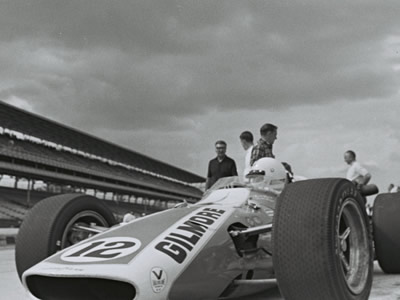 The front of Gordon Johncock's 1968 Gerhardt, seen here during practice for the 1969 Indy 500. Part of the Dave Friedman collection. Licenced by The Henry Ford under Creative Commons licence Attribution-NonCommercial-NoDerivs 2.0 Generic. Original image has been cropped. The front of Gordon Johncock's 1968 Gerhardt, seen here during practice for the 1969 Indy 500. Part of the Dave Friedman collection. Licenced by The Henry Ford under Creative Commons licence Attribution-NonCommercial-NoDerivs 2.0 Generic. Original image has been cropped.