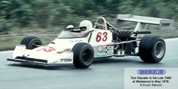 Tom Klausler in his Lola T460 at Westwood in May 1976. Copyright Kevin Skinner 2020. Used with permission. Tom Klausler in his Lola T460 at Westwood in May 1976. Copyright Kevin Skinner 2020. Used with permission.